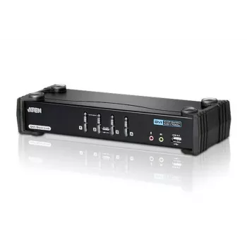 ATEN Switch KVM USB DVI Dual Link a 4 porte con audio e hub USB 2.0 (cavi KVM inclusi)