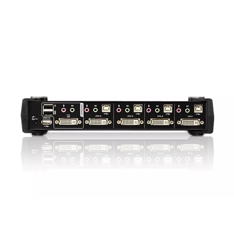 ATEN Switch KVM USB DVI Dual Link a 4 porte con audio e hub USB 2.0 (cavi KVM inclusi)