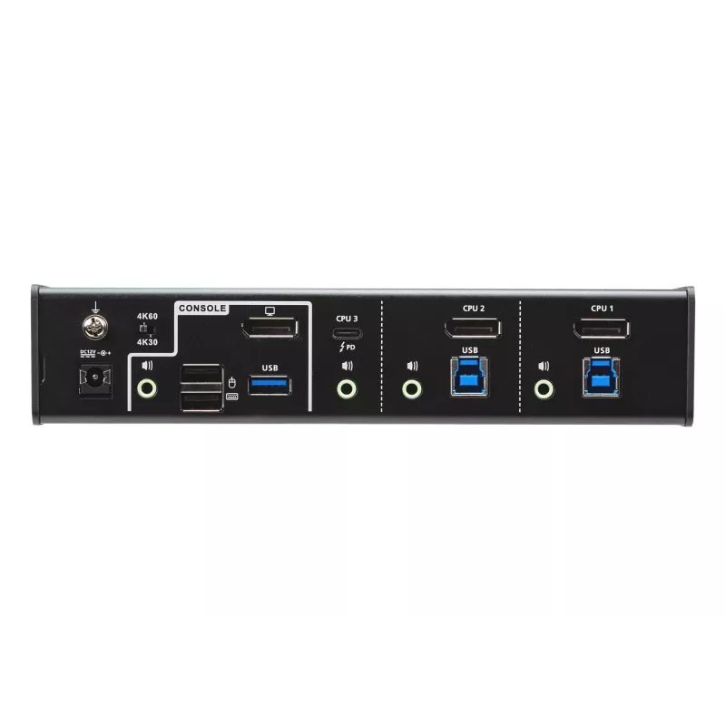ATEN Switch KVMP™ ibrido USB-C DisplayPort a 3 porte, 4096 x 2160 pixel, 4K Ultra HD, 5,78 W, nero