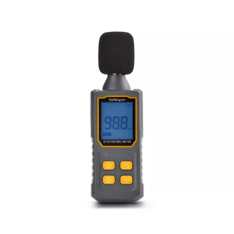 StarTech.com fonometro digitale portatile con grande LCD, misuratore di rumore/decibel per sala server/ufficio, monitor audio, range 30-130 dBA, precisi valori min/max