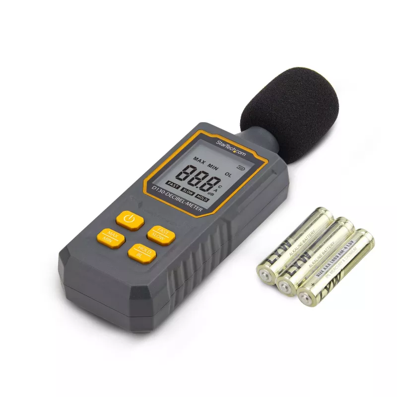 StarTech.com fonometro digitale portatile con grande LCD, misuratore di rumore/decibel per sala server/ufficio, monitor audio, range 30-130 dBA, precisi valori min/max