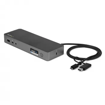 StarTech.com docking station universale per laptop, dock ibrido USB-C & USB-A, Dual 4K DP & HDMI, 60W PD, Mac / Windows / Chrome OS, hub 4x USB 5Gbps, GbE