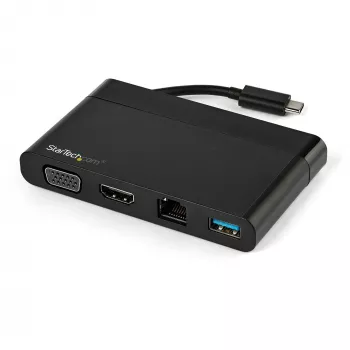StarTech.com adattatore multiporta USB-C con HDMI, VGA, Gigabit-Ethernet & USB 3.0 – mini-dock hub USB-C a display 4K HDMI o 1080p VGA – docking station da viaggio USB Type-C per laptop USB-C