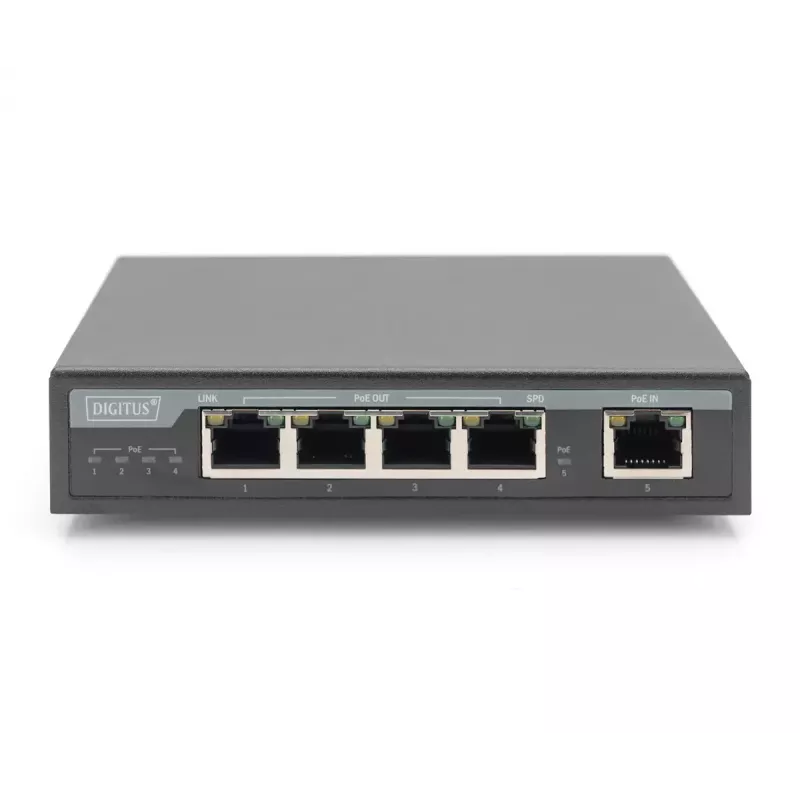 Extender 4PPoE Gigabit 4 porte Digitus 802.3at 60W nero