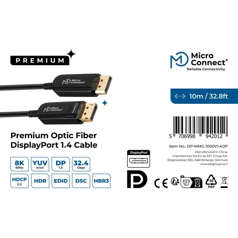 Microconnect DP-MMG-1000V1.4OP Cavo DisplayPort 10 m nero