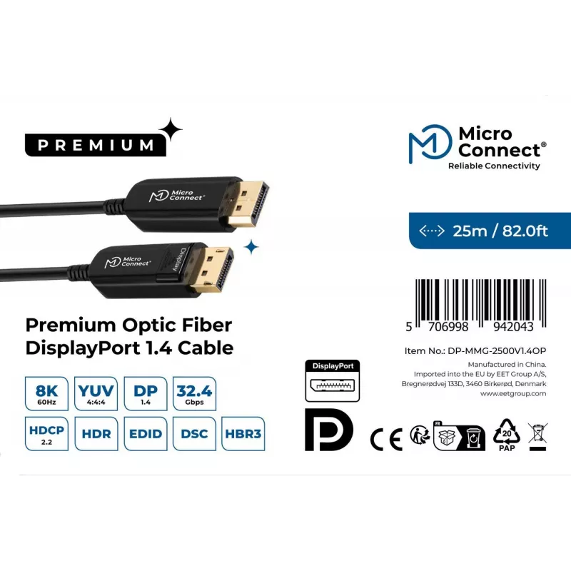 Microconnect DP-MMG-2500V1.4OP Cavo DisplayPort 25 m nero