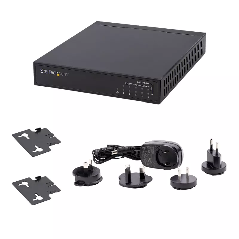 Switch non gestito 2.5G StarTech.com – Switch Gigabit 5 porte – Switch Ethernet non gestito 2.5GBASE-T – Splitter Ethernet – Montaggio su guida DIN o a parete – Multi-Gigabit – Auto-MDIX – 9K Jumbo