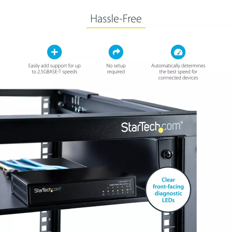 Switch non gestito 2.5G StarTech.com – Switch Gigabit 5 porte – Switch Ethernet non gestito 2.5GBASE-T – Splitter Ethernet – Montaggio su guida DIN o a parete – Multi-Gigabit – Auto-MDIX – 9K Jumbo