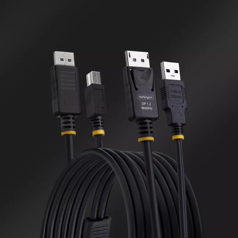 Cavo KVM DisplayPort e USB 5 Gbit/s StarTech.com 6ft (1,8 m), 4K 60 Hz, cavo combinato DP 1.2/USB 3.0 universalmente compatibile per switch KVM