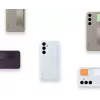 Cover Samsung Galaxy S24+ azzurro monocromatico con supporto da tavolo