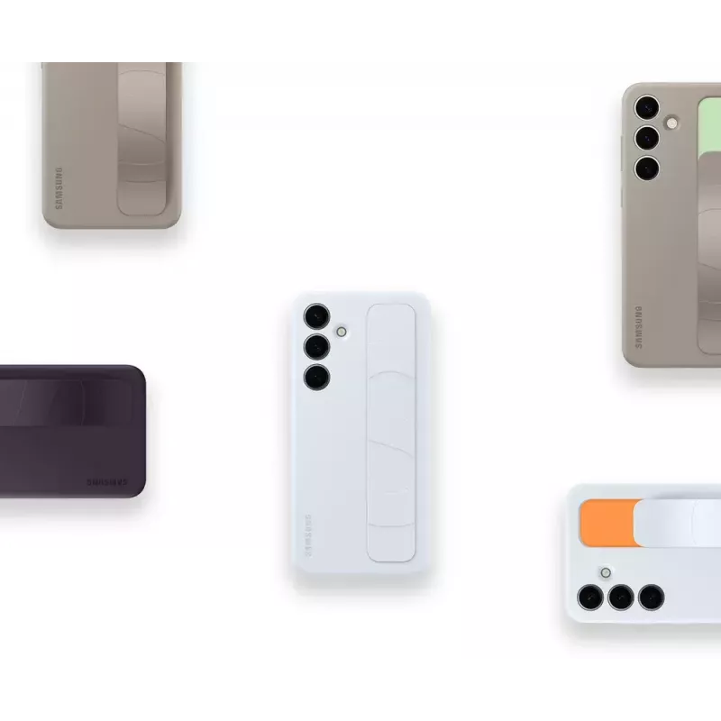 Cover Samsung Galaxy S24+ azzurro monocromatico con supporto da tavolo