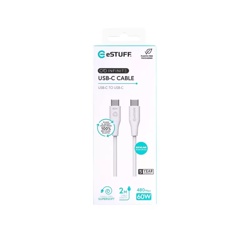 Cavo USB eSTUFF ES604270 2 m USB-C bianco USB 2.0 0,48 Gbit/s
