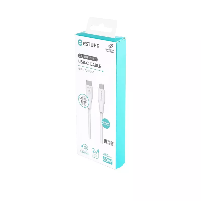 Cavo USB eSTUFF ES604270 2 m USB-C bianco USB 2.0 0,48 Gbit/s
