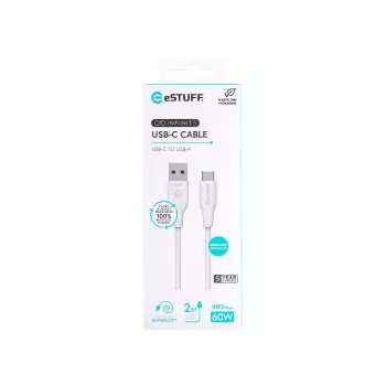Cavo USB eSTUFF ES605270 USB 2.0 2 m USB-C USB-A bianco