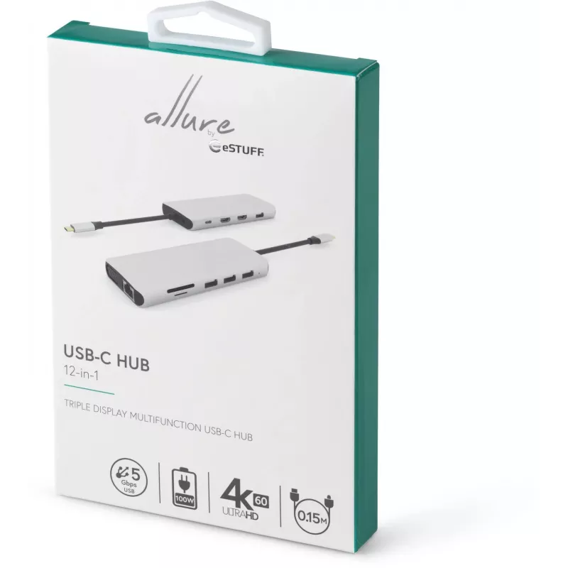 Hub interfacce eSTUFF ES623009 USB 3.2 Gen 1 (3.1 Gen 1) Type-C 5000 Mbit/s grigio