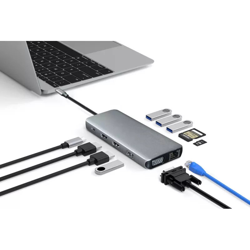 Hub interfacce eSTUFF ES623009 USB 3.2 Gen 1 (3.1 Gen 1) Type-C 5000 Mbit/s grigio