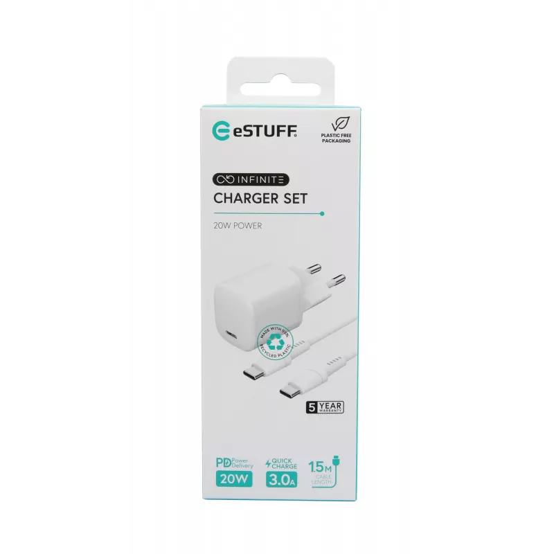 Caricabatterie per dispositivi mobili eSTUFF ES637500 12V USB Type-C 1,5 m bianco