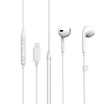 Auricolari in-ear eSTUFF per dispositivi Apple, con filo, chiamate/musica, 90 g, cuffie, bianco