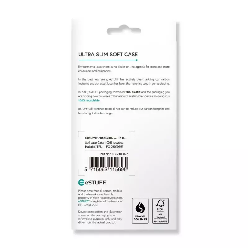 Custodia per cellulare eSTUFF ES67100027 15,5 cm (6,1 inch) cover trasparente