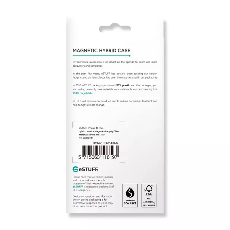 Custodia per cellulare eSTUFF ES67140026 17 cm (6,7 inch) cover trasparente