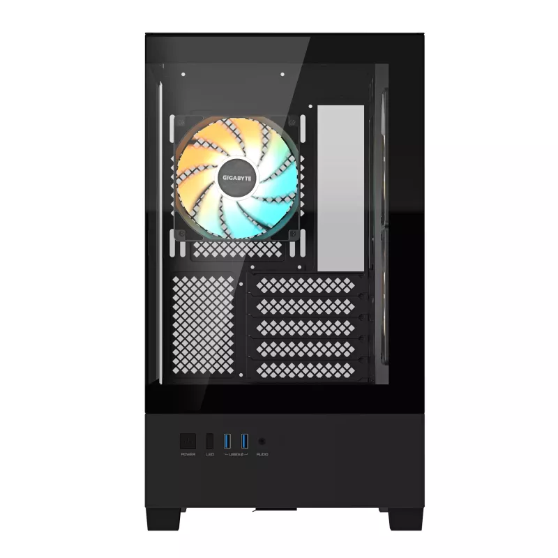 Case per PC GIGABYTE C201 PANORAMIC – Mid Tower, m-ATX, supporto radiatore 360 mm, 3 ventole preinstallate, USB 3.0, supporto RGB Fusion