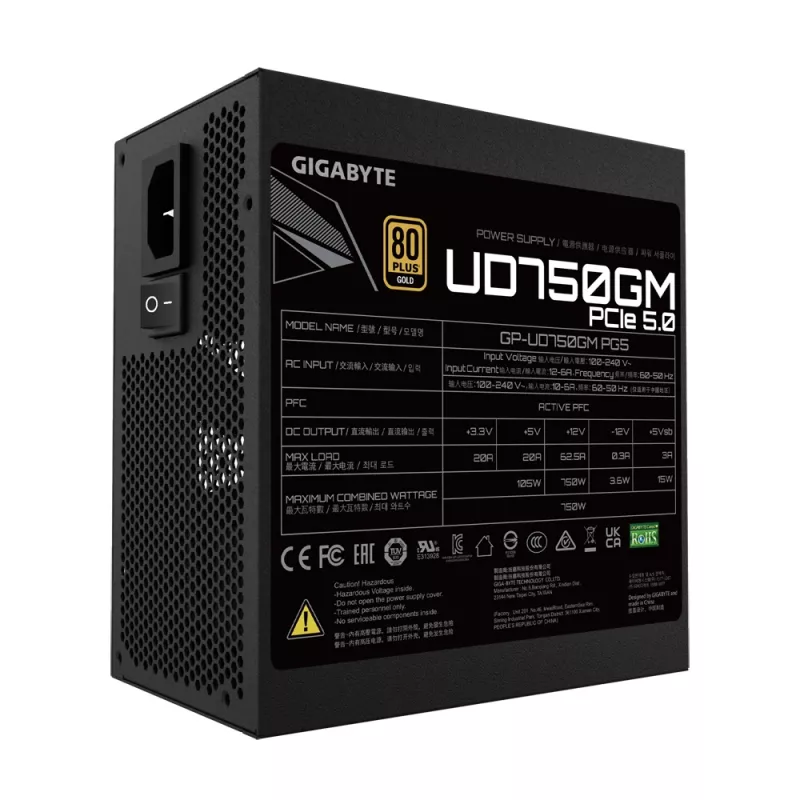 Alimentatore GIGABYTE UD750GM PG5 750 W 20+4 Pin ATX ATX nero