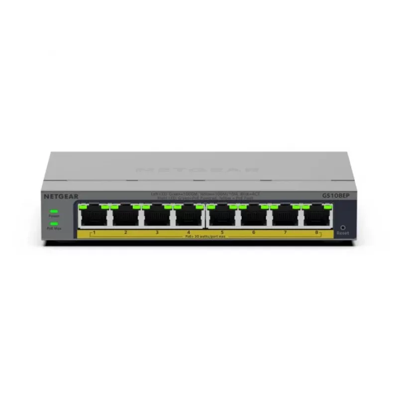 NETGEAR GS108EP gestito L2/L3 Gigabit Ethernet (10/100/1000) grigio