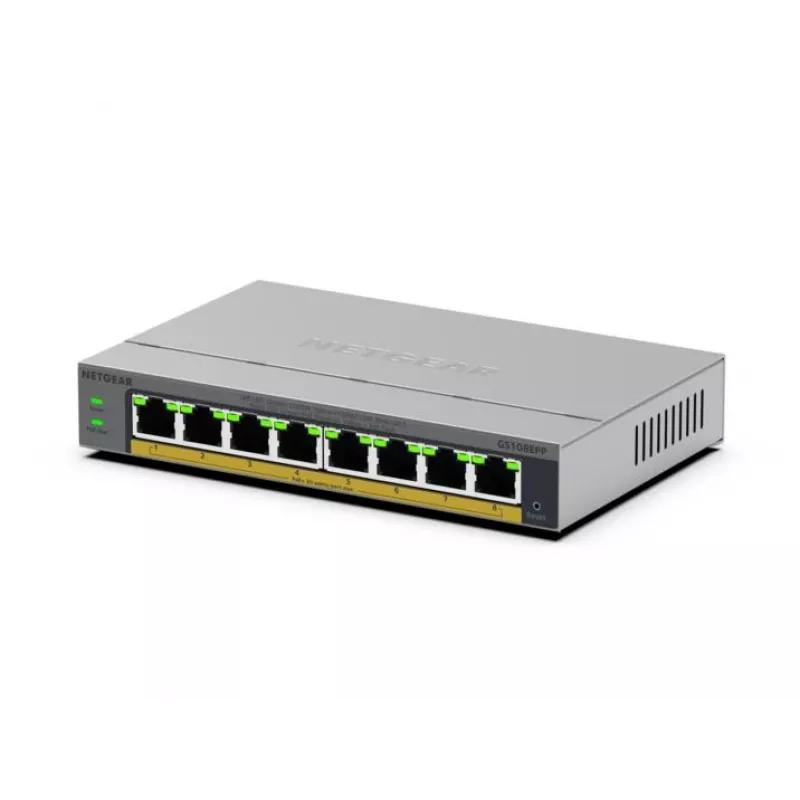 NETGEAR GS108EPP non gestito Gigabit Ethernet (10/100/1000) Power over Ethernet (PoE) desktop/montaggio a parete grigio