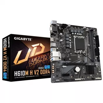 GIGABYTE H610M H V2 DDR4 scheda madre - Supporta Intel Core 14ª generazione, 6+1+1 Hybrid Digital VRM, fino a 3200 MHz DDR4 (OC), 1x PCIe 3.0 M.2, GbE LAN, USB 3.2 Gen 1