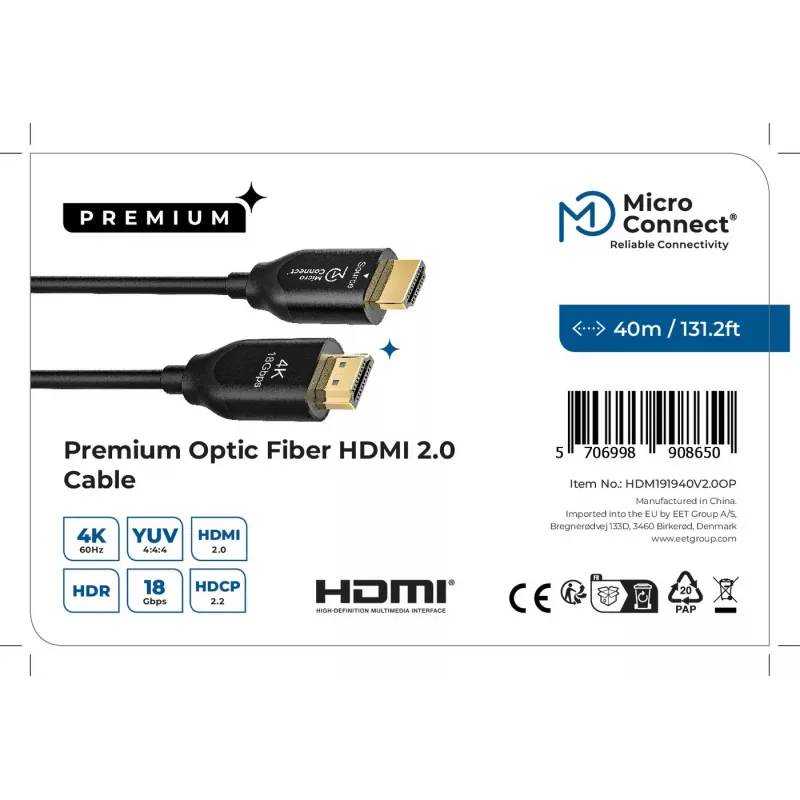 Cavo HDMI Premium Optic Microconnect 40 m
