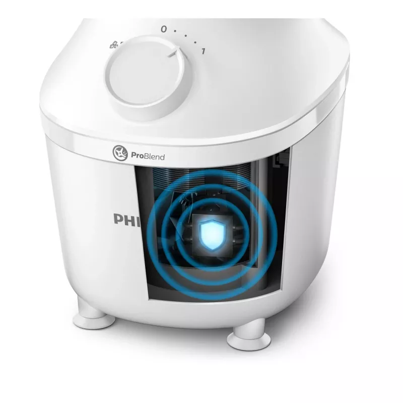 Frullatore da tavolo Philips HR2041/00 — 450 W, contenitore in plastica da 1,9 L, lame in acciaio inox, bianco