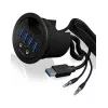 Hub da scrivania ICY BOX IB-HUB1403A, 4 porte USB 3.0, con ingresso/uscita audio, nero