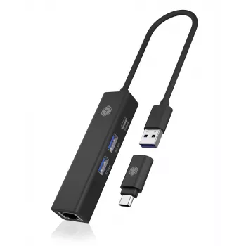 ICY BOX IB-HUB1439-LAN cablato USB 3.2 Gen 1 (3.1 Gen 1) Type-A nero