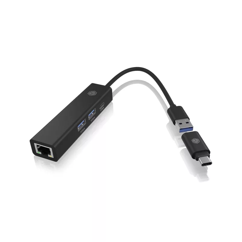 ICY BOX IB-HUB1439-LAN cablato USB 3.2 Gen 1 (3.1 Gen 1) Type-A nero