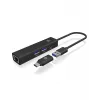 ICY BOX IB-HUB1439-LAN cablato USB 3.2 Gen 1 (3.1 Gen 1) Type-A nero
