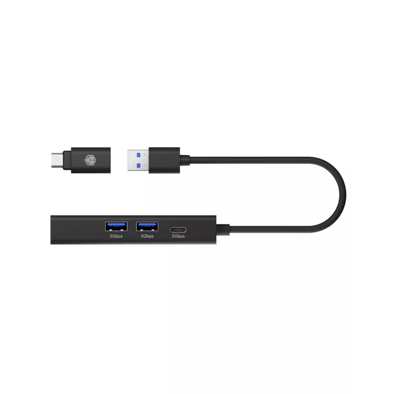 ICY BOX IB-HUB1439-LAN cablato USB 3.2 Gen 1 (3.1 Gen 1) Type-A nero