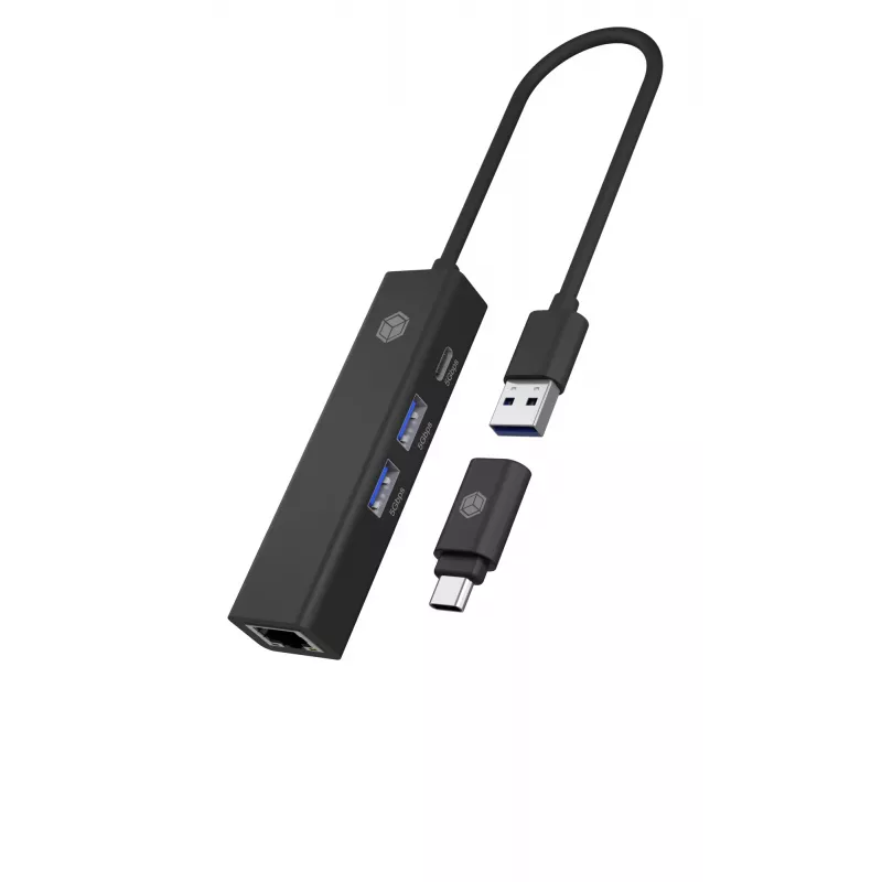ICY BOX IB-HUB1439-LAN cablato USB 3.2 Gen 1 (3.1 Gen 1) Type-A nero