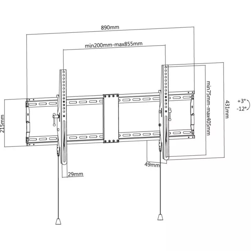 Supporto/stand a parete TV Techly ICA-PLB 590 2,29 m (90 pollici) nero