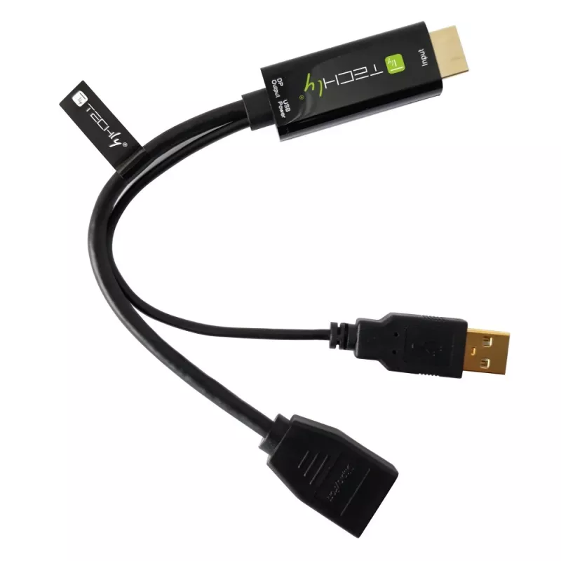 Techly ICOC-HDMI-DP12A adattatore da HDMI a DisplayPort con alimentazione USB, 4K 30 Hz