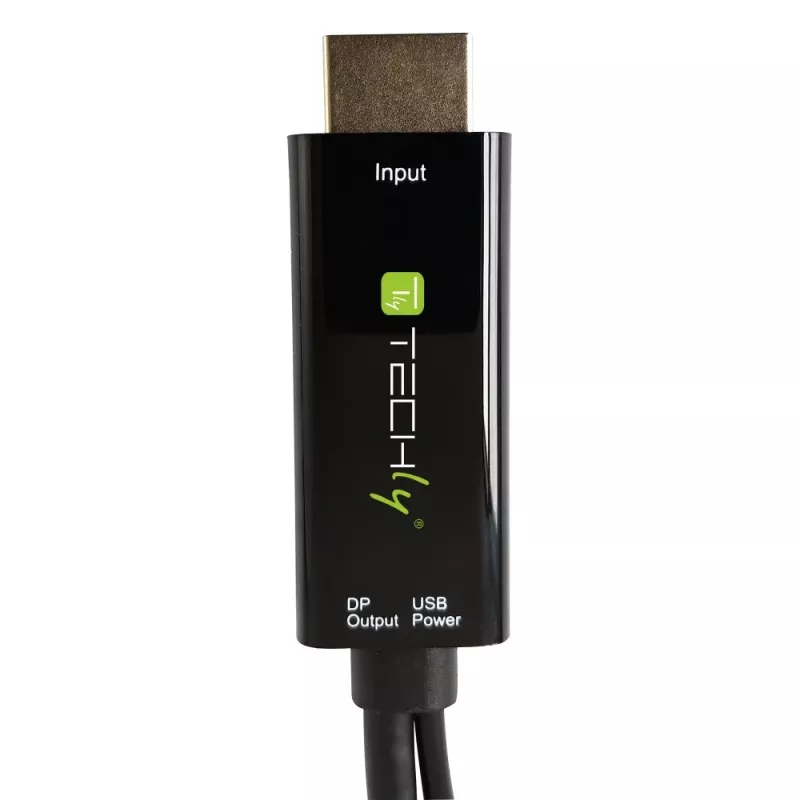 Techly ICOC-HDMI-DP12A adattatore da HDMI a DisplayPort con alimentazione USB, 4K 30 Hz