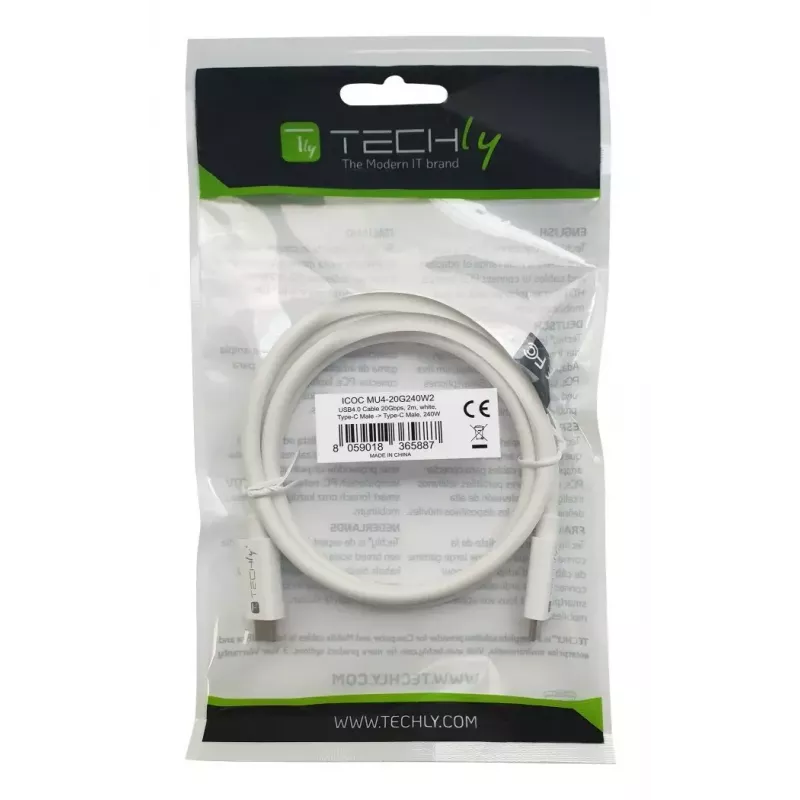 Cavo USB Techly ICOC-MU4-20G240W2 USB4 Gen 2x2 2 m USB C bianco