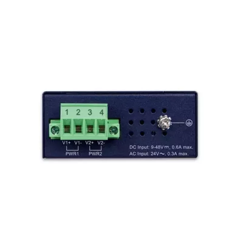 Switch Gigabit Ethernet unmanaged PLANET IGS-510TF — 4 x 10/100/1000 Mbps, switching 10 Gbit/s, 9–48V DC, montaggio a parete