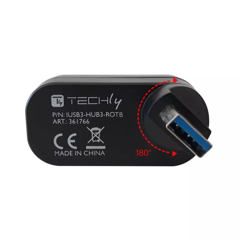 Hub interfaccia Techly IUSB3-HUB3-ROTB USB 3.2 Gen 1 (3.1 Gen 1) Type-A 5000 Mbit/s nero