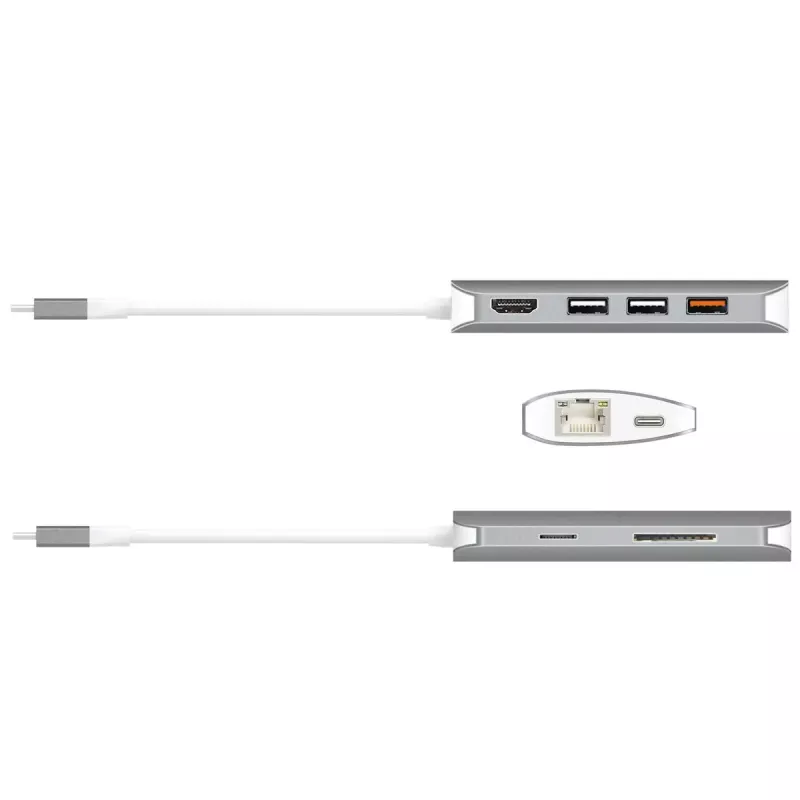 j5create JCD383 adattatore multi 9-in-1 USB-C™, argento e bianco