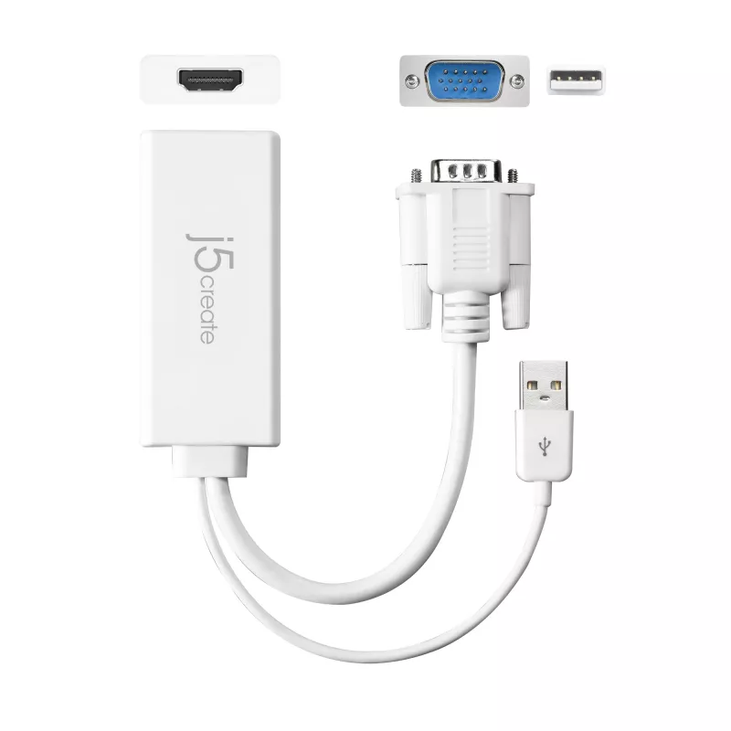 j5create JDA214 adattatore video-audio VGA a HDMI bianco 0,176 m