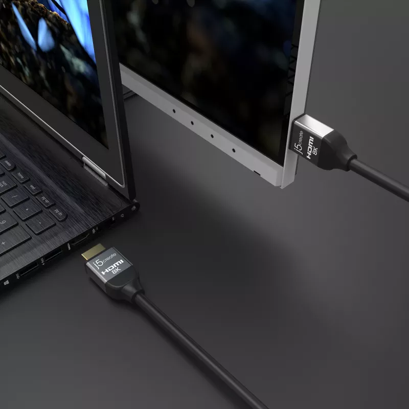 j5create JDC53 cavo HDMI™ Ultra High Speed 8K UHD, nero e grigio, 2 m