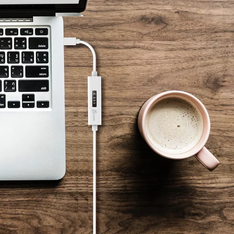 j5create JUCP14 cavo USB-C™ 2.0 a USB-C™ con misuratore di potenza OLED dinamico, bianco, 1,2 m