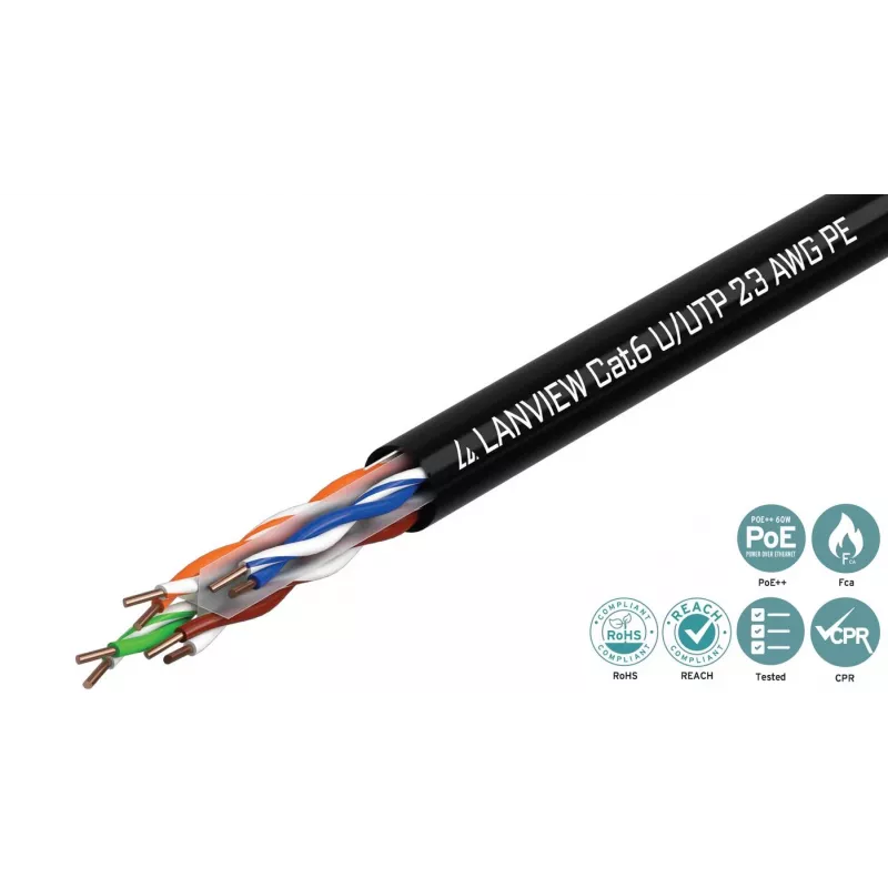 Cavo di rete Lanview LVN122151 nero 305 m Cat6 U/UTP UTP 10000 Mbit/s
