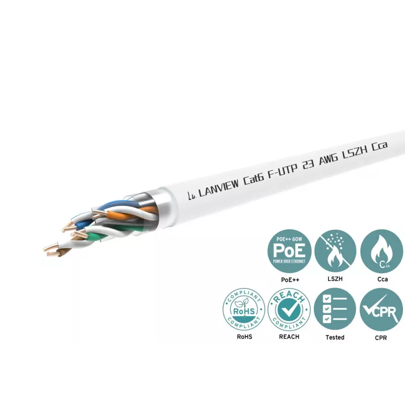 Cavo di rete Cat6 F-UTP 4x2xAWG23 LSZH bianco 305m