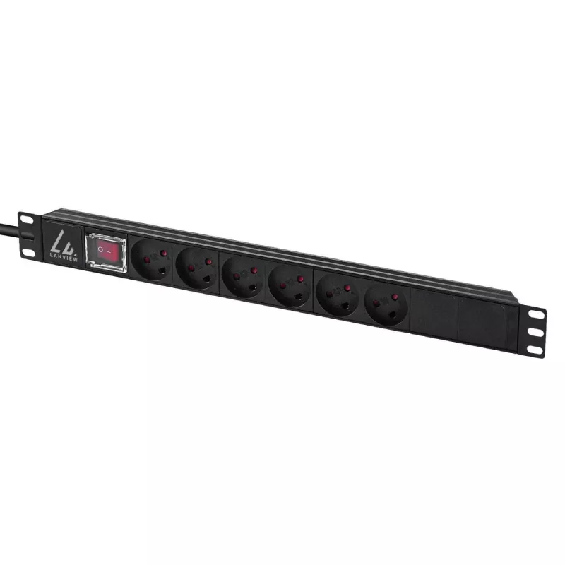 Lanview LVR-3MDK-SW-DK6 multipresa per rack da 19 pollici, 1U, 13 A, con interruttore on/off
